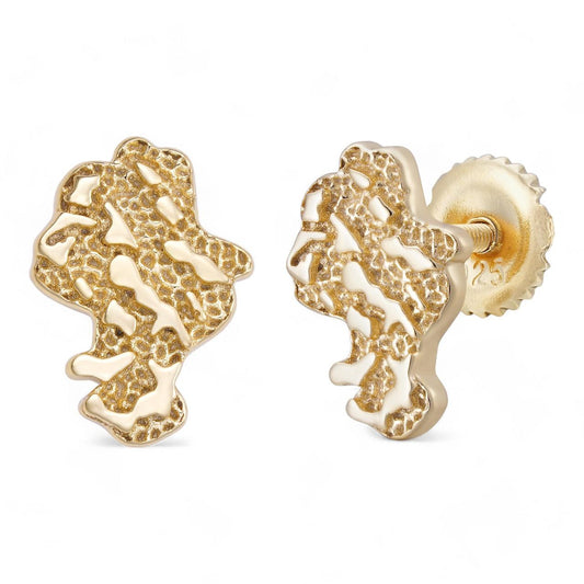 HarlemBling Gold Nugget Earrings - 14k Gold Vermeil 925 Silver - 8x11mm