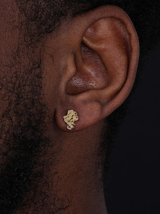 HarlemBling Gold Nugget Earrings - 14k Gold Vermeil 925 Silver - 8x11mm