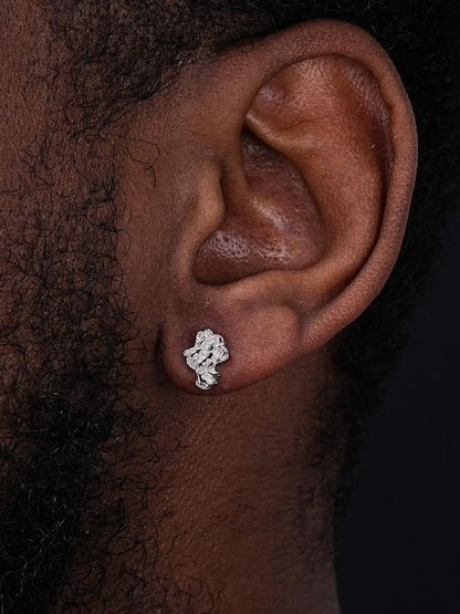 HarlemBling Gold Nugget Earrings - 925 Silver - 8x11mm