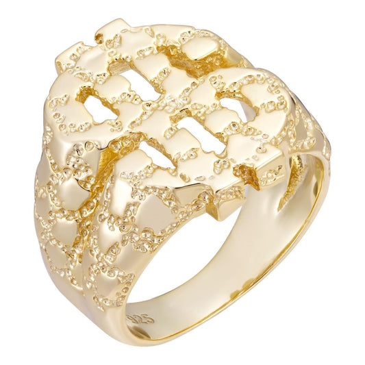 HarlemBling Gold Nugget Money Plain Ring - 14k Gold Vermeil 925 Silver