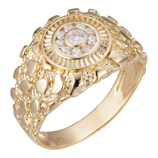 HarlemBling Gold Rush Nugget Ring - 14K Gold Vermeil 925 Silver - CZ Stones