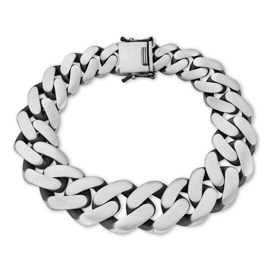 HarlemBling Graduated Miami Cuban Bracelet - 925 Sterling Silver Oxidized Gunmetal - 7"-9" - 12-20mm