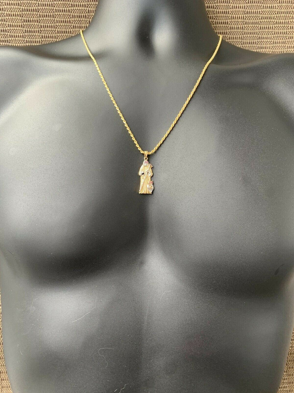 HarlemBling Grim Reaper Santa Muerte Death Pendant Real 14k Gold and Solid 925 Silver Italy