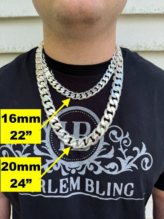 HarlemBling Handmade Mexican Cuban Link Chain Necklace / Bracelet Real Solid 925 Silver 6-20mm