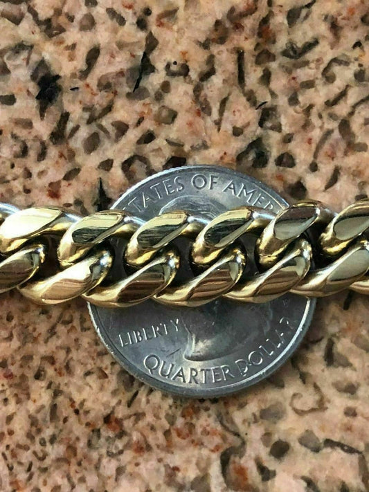 HarlemBling HARLEMBLING 10mm Mens Miami Cuban Link Chain 14k Gold Plated HEAVY 18-30