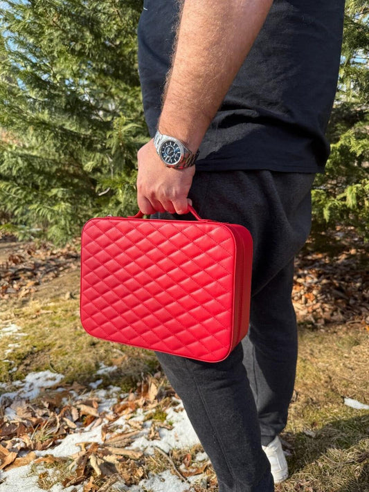 HarlemBling Harlembling Red Leather Travel Jewelry Box Carrying Case