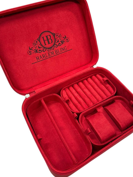 HarlemBling Harlembling Red Leather Travel Jewelry Box Carrying Case
