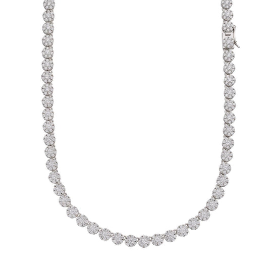 HarlemBling Hip Hop Tennis Chain Necklace Iced Out CZ Stones - 925 Silver - 7mm - 16"-30"