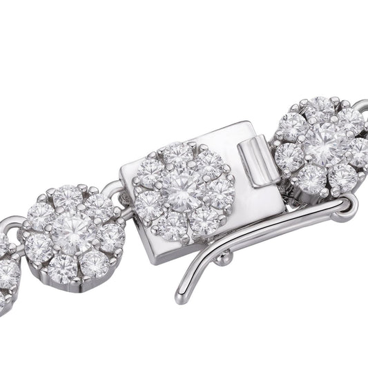 HarlemBling Hip Hop Tennis Chain Necklace Iced Out CZ Stones - 925 Silver - 7mm - 16"-30"