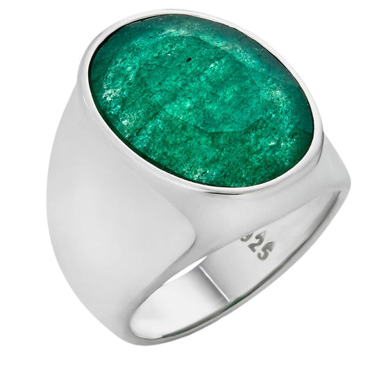 HarlemBling Hollywood Swag Ring - 925 Silver - Genuine Green Emerald Stone