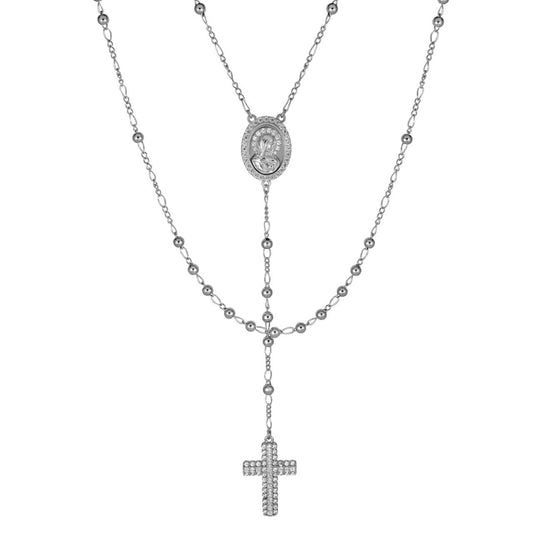 HarlemBling Holy Vatican Rosary Beads Necklace Iced Out CZ Stones - 925 Silver - 4mm - 26"