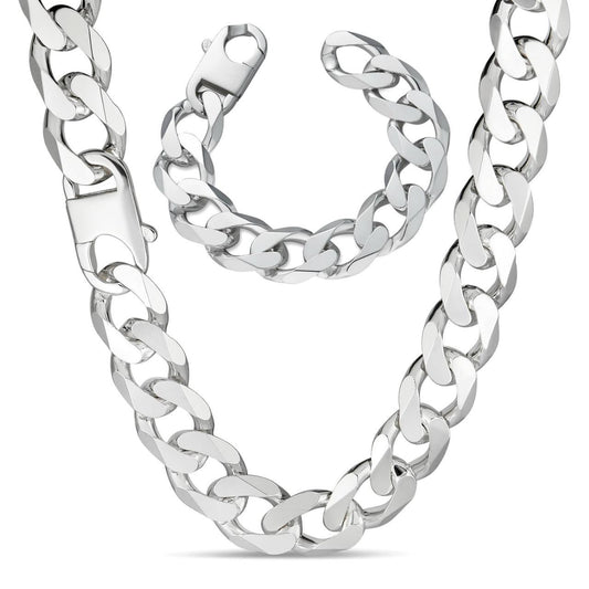 HarlemBling HUGE 18mm Curb Link Chain Necklace Or Bracelet - 925 Sterling Silver - 8-9" - 18mm