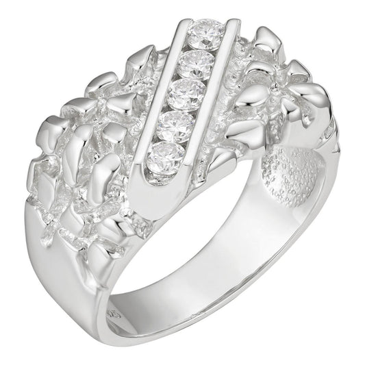 HarlemBling Ice & Metal Nugget Ring - 925 Silver - CZ Stones