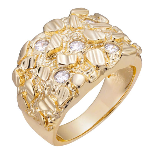 HarlemBling Iceberg On Mountain Nugget Ring - 14k Gold Vermeil 925 Silver - CZ Stones