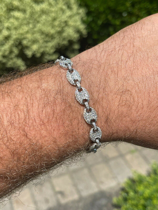 HarlemBling Iced Gucci Link Bracelet Solid 925 Silver Out Moissanite Pass Diamond Tester
