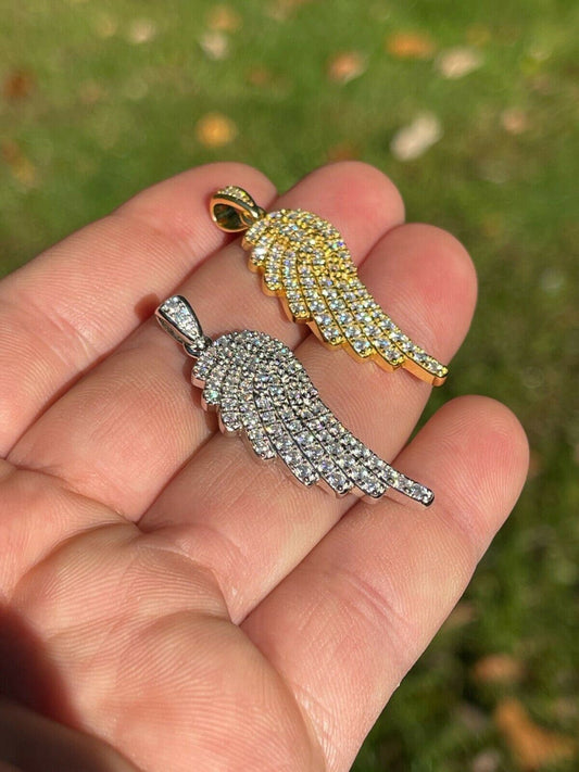 HarlemBling Iced Hip Hop Angel Wing Pendant 925 Silver / Gold MOISSANITE Pass Diamond Test