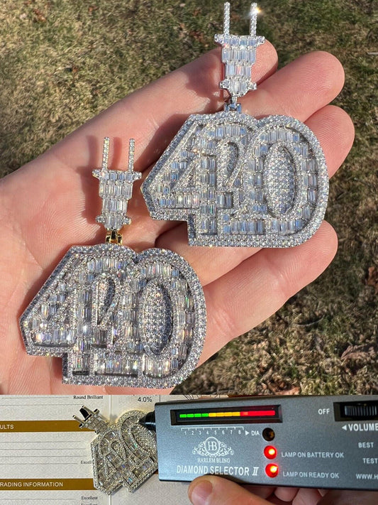 HarlemBling Iced MOISSANITE 925 Silver/Gold Plated 420 Plug Marijuana Weed Pendant Necklace