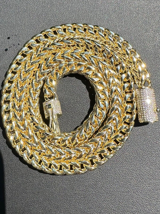 HarlemBling Iced MOISSANITE Clasp 14k Gold Stainless Steel Franco Chain Necklace Bracelet