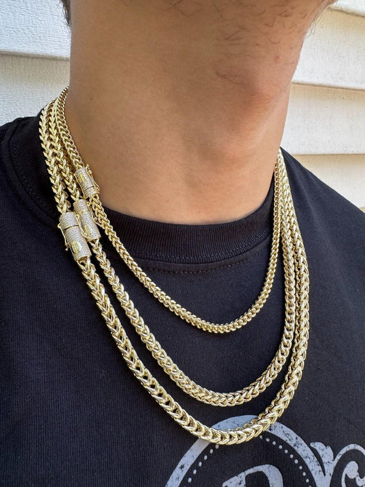 HarlemBling Iced MOISSANITE Clasp 14k Gold Stainless Steel Franco Chain Necklace Bracelet