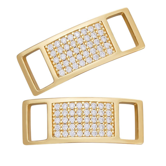 HarlemBling Iced Out Lace Locks - 14k Yellow Gold Vermeil Over 925 Silver - CZ Stones - Great For All Sneakers: Nike Air Force 1, Jordans, & More