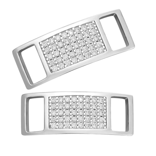 HarlemBling Iced Out Lace Locks - 925 Silver - CZ Stones - Great For All Sneakers: Nike Air Force 1, Jordans, & More