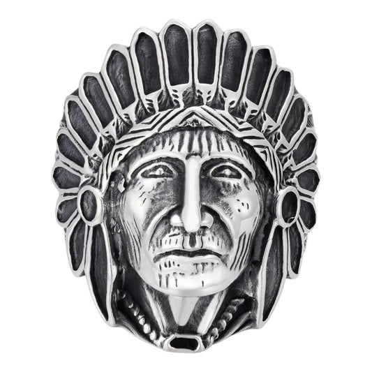 HarlemBling Indian Chief Ring - 925 Silver Oxidized - Plain