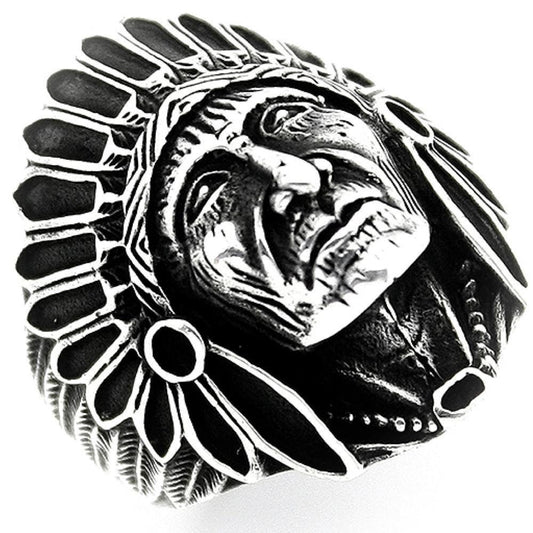 HarlemBling Indian Chief Ring - 925 Silver Oxidized - Plain