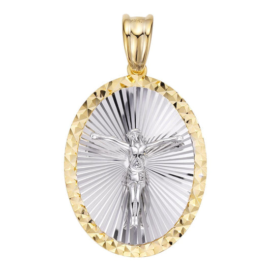 HarlemBling Jesus Medallion Diamond Cut Pendant - 14k Gold Vermeil & 925 Silver - Small 1.5"