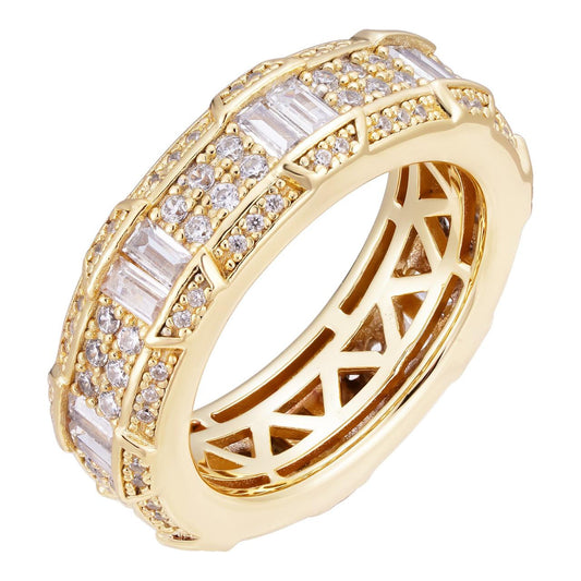 HarlemBling "Jewelry Is Art" Eternity Band Ring - 14k Gold Vermeil 925 Silver - Baguette CZ Stones