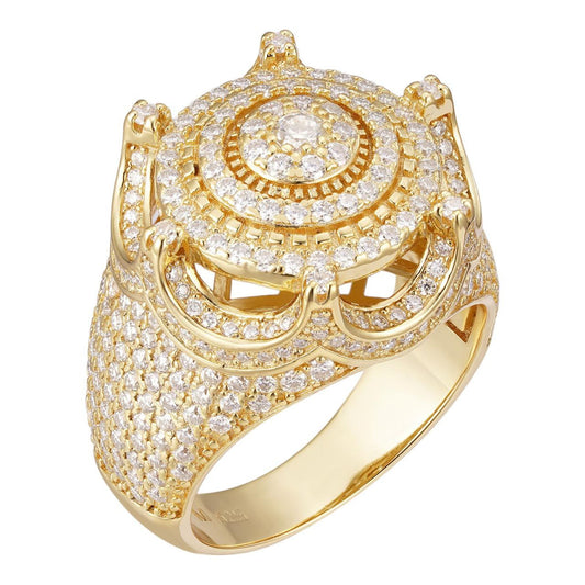 HarlemBling King Crown The Don Hip Hop Ring - 14k Gold Vermeil 925 Silver - CZ Stones