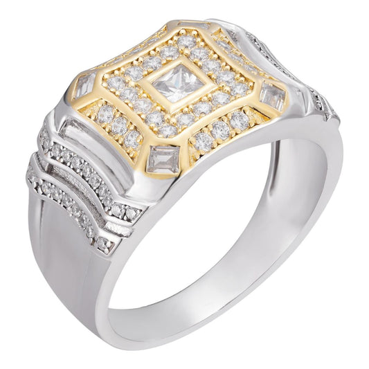 HarlemBling King;s Knight Ring - 925 Silver & Gold Accent  - CZ Stones