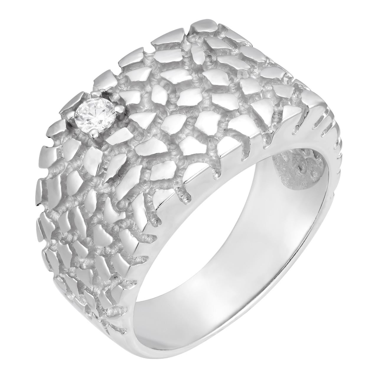 HarlemBling Lone Star Gold Nugget Ring - 925 Silver - CZ Stone