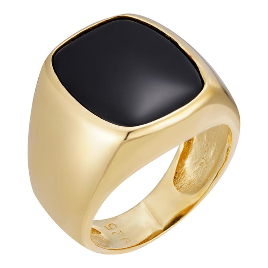 HarlemBling Lost City Of Atlantis Ring - 14k Gold Vermeil 925 Silver - Black Onyx Stone