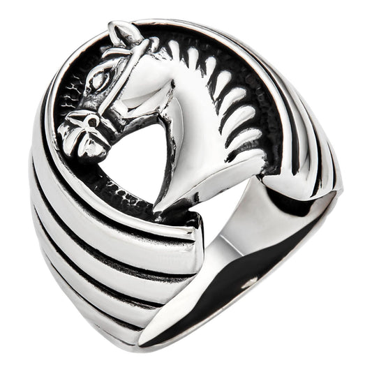 HarlemBling Lucky Horseshoe Ring - 925 Silver Oxidized - Plain