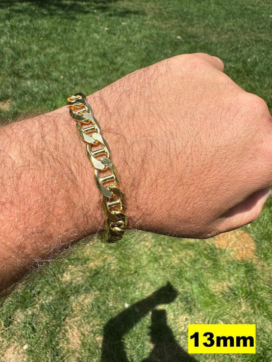 HarlemBling Mariner Link Bracelet - 14k Gold Vermeil 925 Sterling Silver - 6"-9" - 2.5mm-16mm