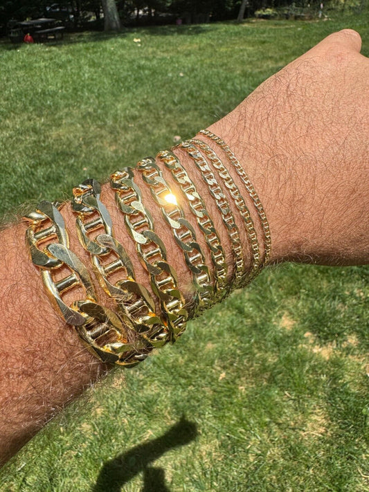 HarlemBling Mariner Link Bracelet - 14k Gold Vermeil 925 Sterling Silver - 6"-9" - 2.5mm-16mm