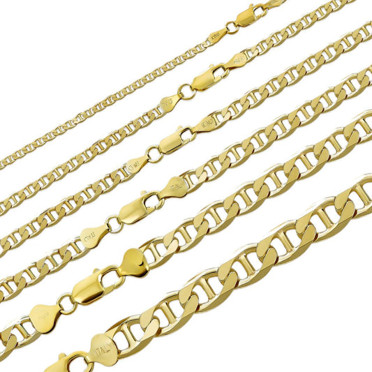 HarlemBling Mariner Link Chain Necklace Or Bracelet - 14k Gold Vermeil 925 Sterling Silver - 6"-30" - 2.5mm-16mm
