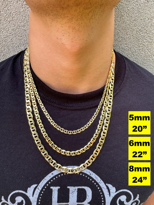 HarlemBling Mariner Link Chain Necklace Or Bracelet - 14k Gold Vermeil 925 Sterling Silver - 6"-30" - 2.5mm-16mm