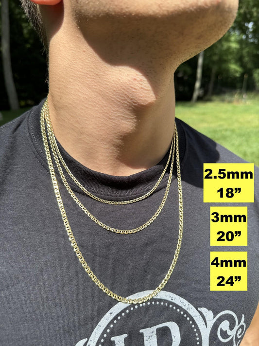HarlemBling Mariner Link Chain Necklace Or Bracelet - 14k Gold Vermeil 925 Sterling Silver - 6"-30" - 2.5mm-16mm