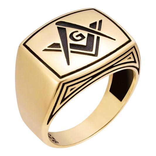 HarlemBling Masonic Lodge Ring - 14k Gold Vermeil 925 Silver - Plain