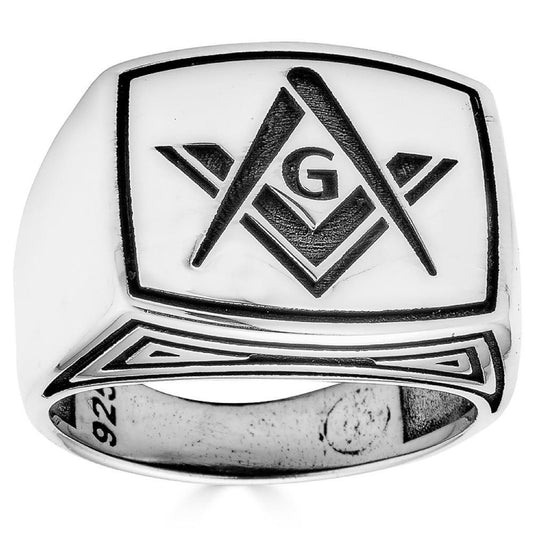 HarlemBling Masonic Lodge Ring - 925 Silver Oxidized - Plain