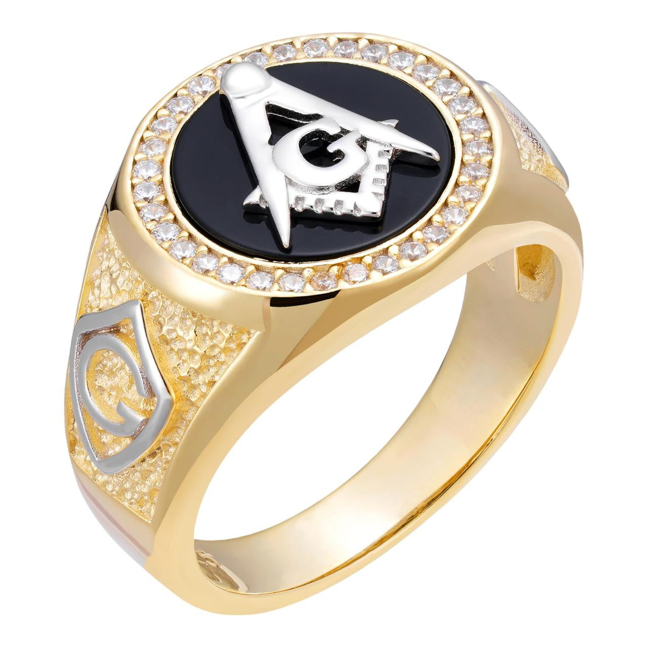 HarlemBling Mason's Secret Ring - 14k Gold Vermeil 925 Silver Two Tone - CZ Stones