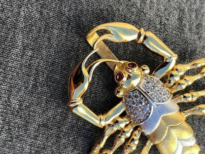HarlemBling Mens 14k Yellow Gold Over 925 Silver Large 1.5x2 Scorpion Pendant SCORPIO ICY