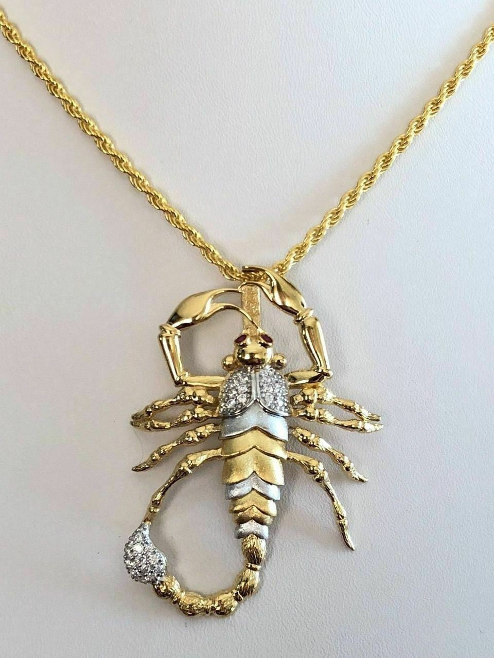 HarlemBling Mens 14k Yellow Gold Over 925 Silver Large 1.5x2 Scorpion Pendant SCORPIO ICY