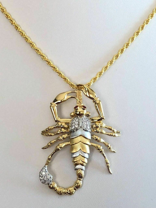 HarlemBling Mens 14k Yellow Gold Over 925 Silver Large 1.5x2 Scorpion Pendant SCORPIO ICY
