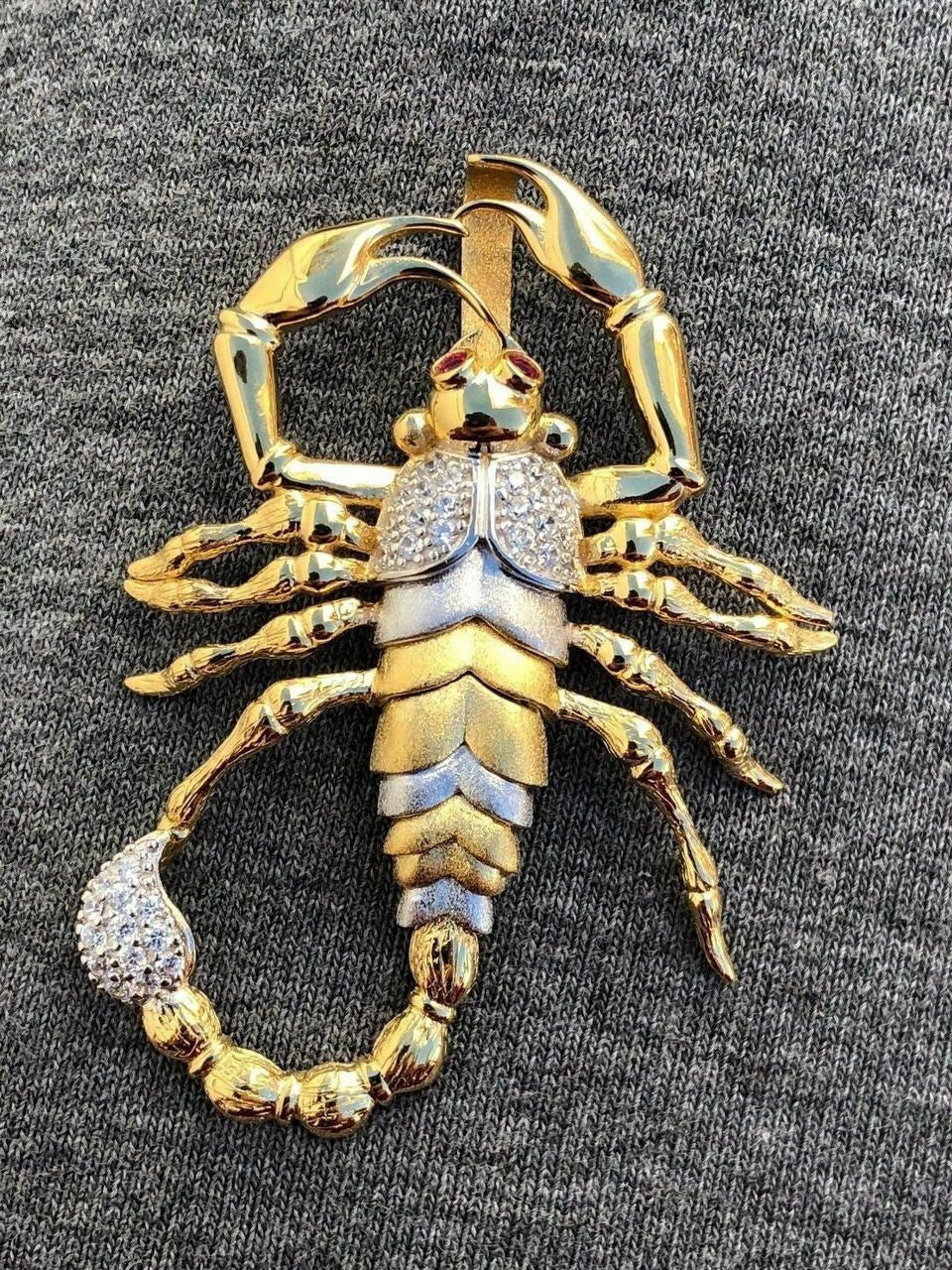 HarlemBling Mens 14k Yellow Gold Over 925 Silver Large 1.5x2 Scorpion Pendant SCORPIO ICY