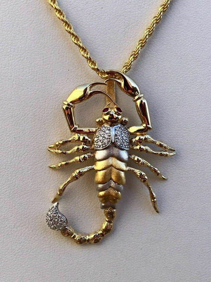 HarlemBling Mens 14k Yellow Gold Over 925 Silver Large 1.5x2 Scorpion Pendant SCORPIO ICY