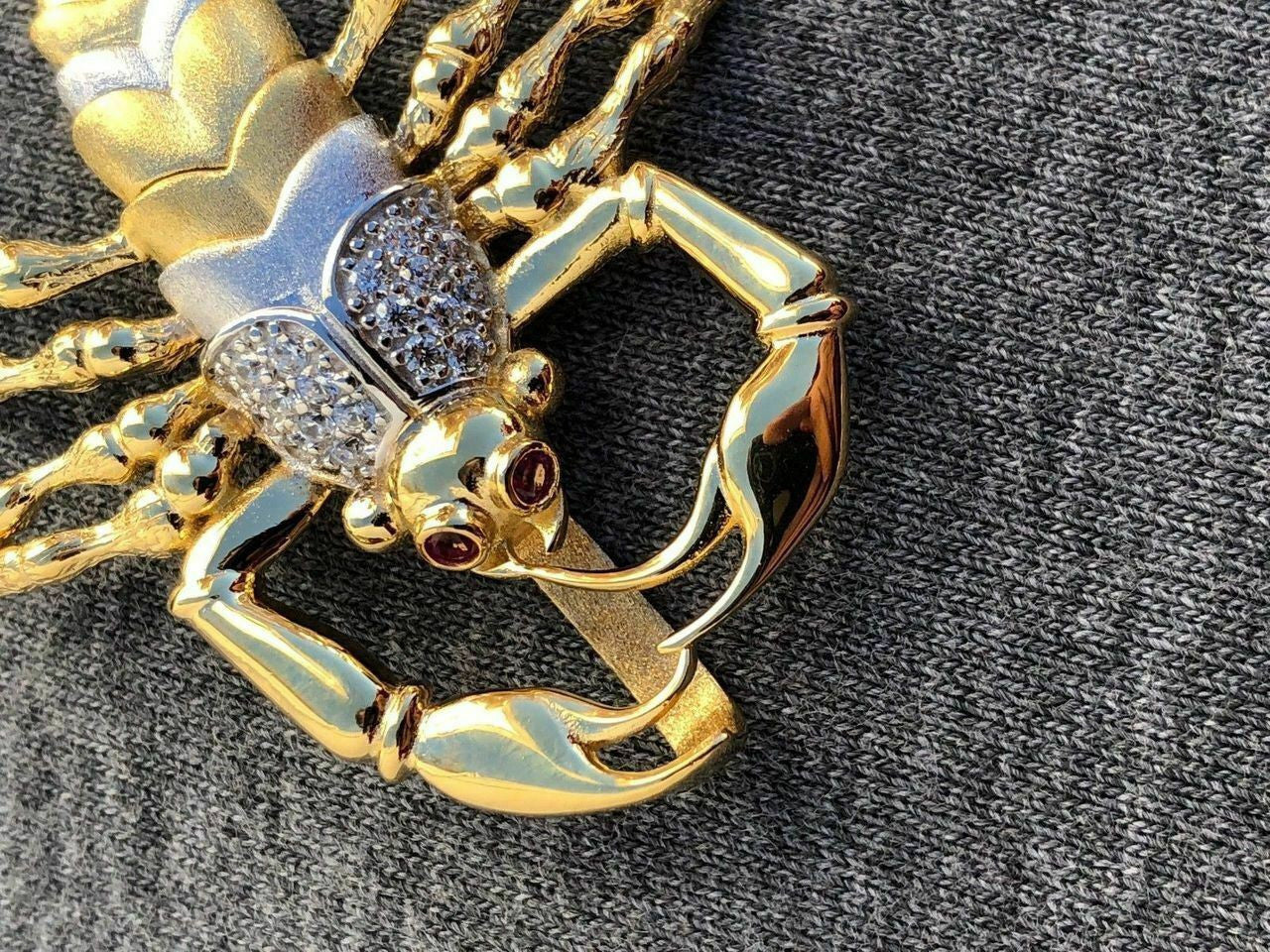HarlemBling Mens 14k Yellow Gold Over 925 Silver Large 1.5x2 Scorpion Pendant SCORPIO ICY