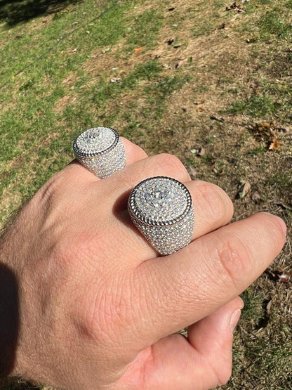 HarlemBling Mens 925 Silver Iced MOISSANITE RING Pass Diamond Test Pinky Hip Hop BIG 4.5ct