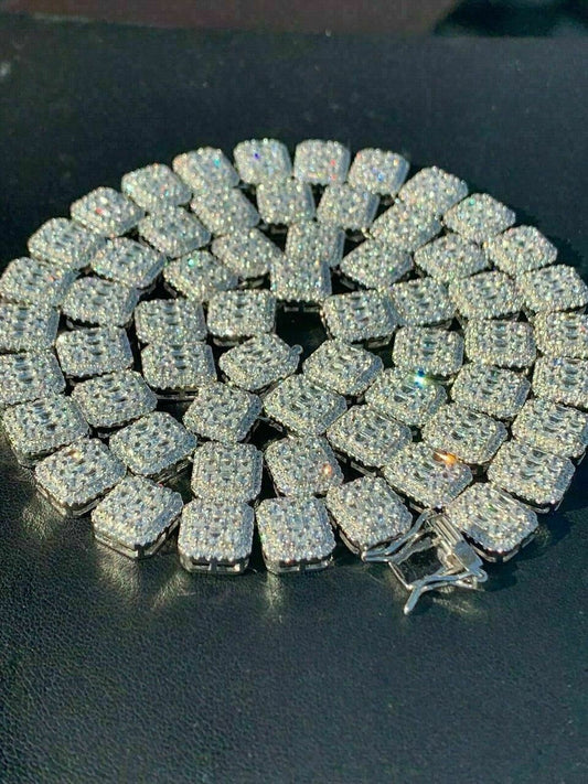HarlemBling Mens Baguette Tennis Chain Real Solid 925 Silver 18 Choker - 30 ICY Diamond
